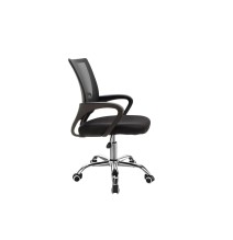 Silla de Oficina Ergonómica de Malla de Tela Negra con Reposabrazos - 56x47x85-95 cm, Confort y Estilo