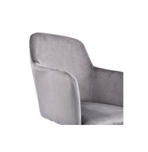 Silla de Oficina en Terciopelo Gris con Patas Metálicas - 94/80x55x54 cm, Estilo Elegante y Confortable.