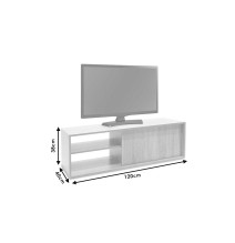 Mueble TV con Estantes y 1 Puerta en Color Cambria - 120x40x38 cm: Organización y Estilo para tu Sala.