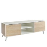 Mueble de salón y TV composición apilable para salón 180 Cm Color Blanco y Madera